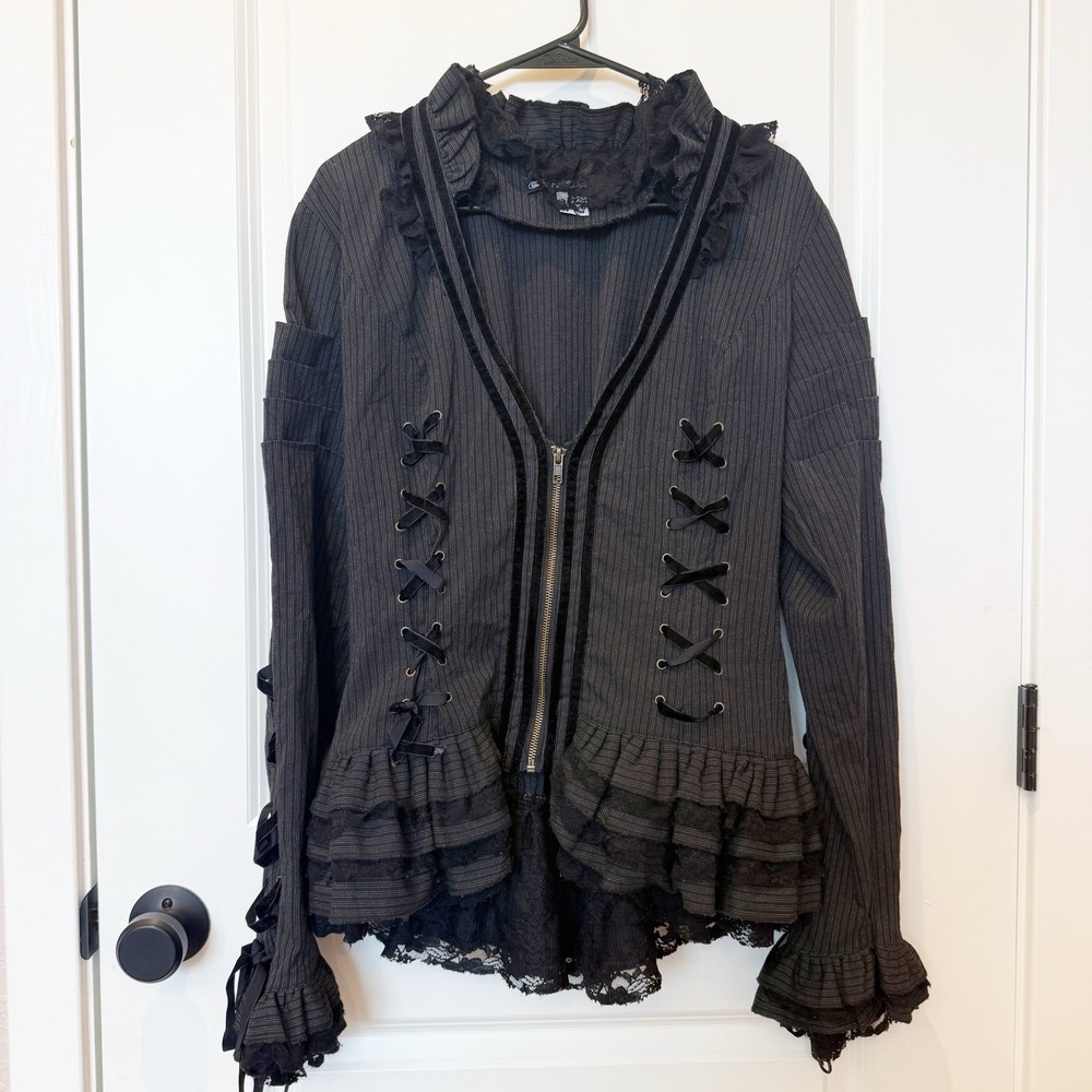 VTG Spin Doctor Florence Pinstripe Corset Jacket XL Gothic Victorian Steampunk